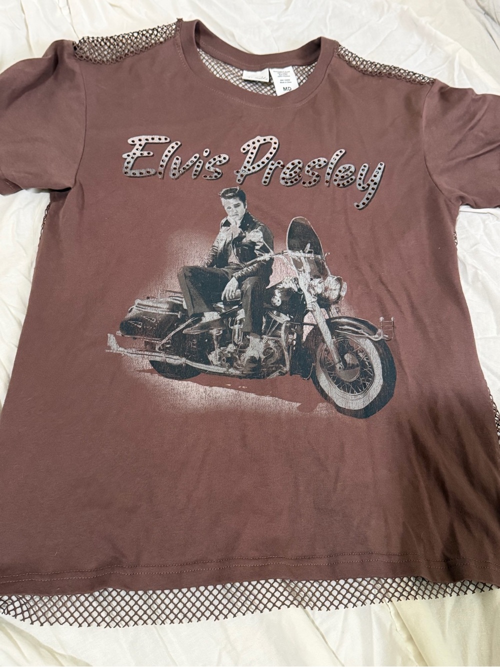 Buckle Elvis Presley Oversized Brown Band Graphic Medium Short Sleeve Tee Shirt